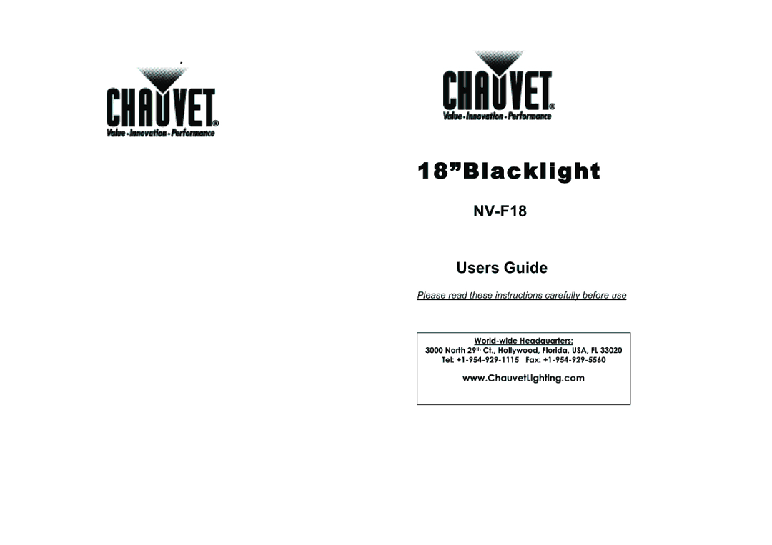 Chauvet NV-F18 manual 