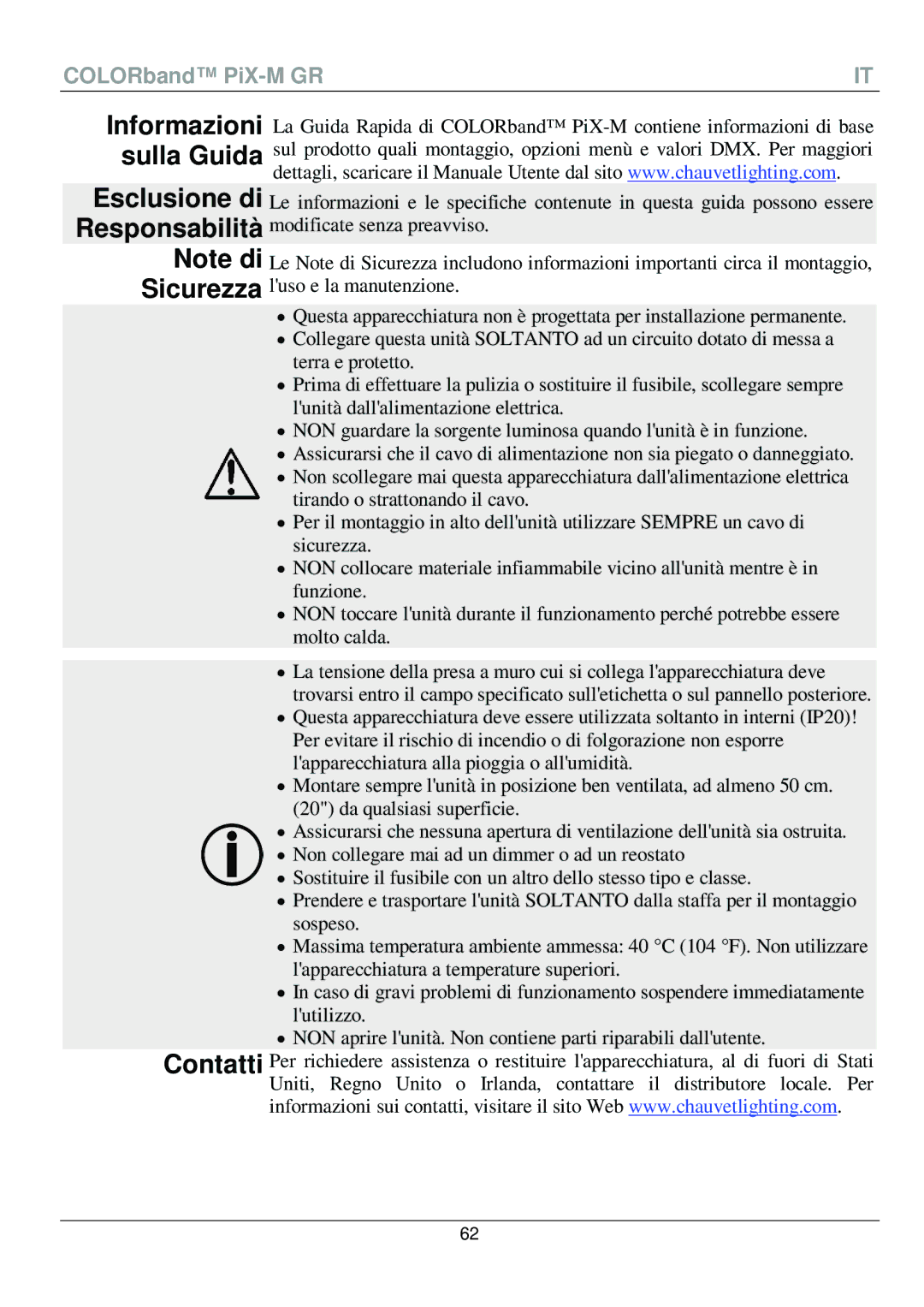 Chauvet PiX-M QRG manual Informazioni Sulla Guida 