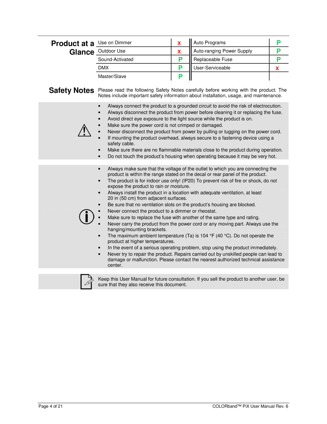 Chauvet Pix user manual Product at a Glance, Dmx 