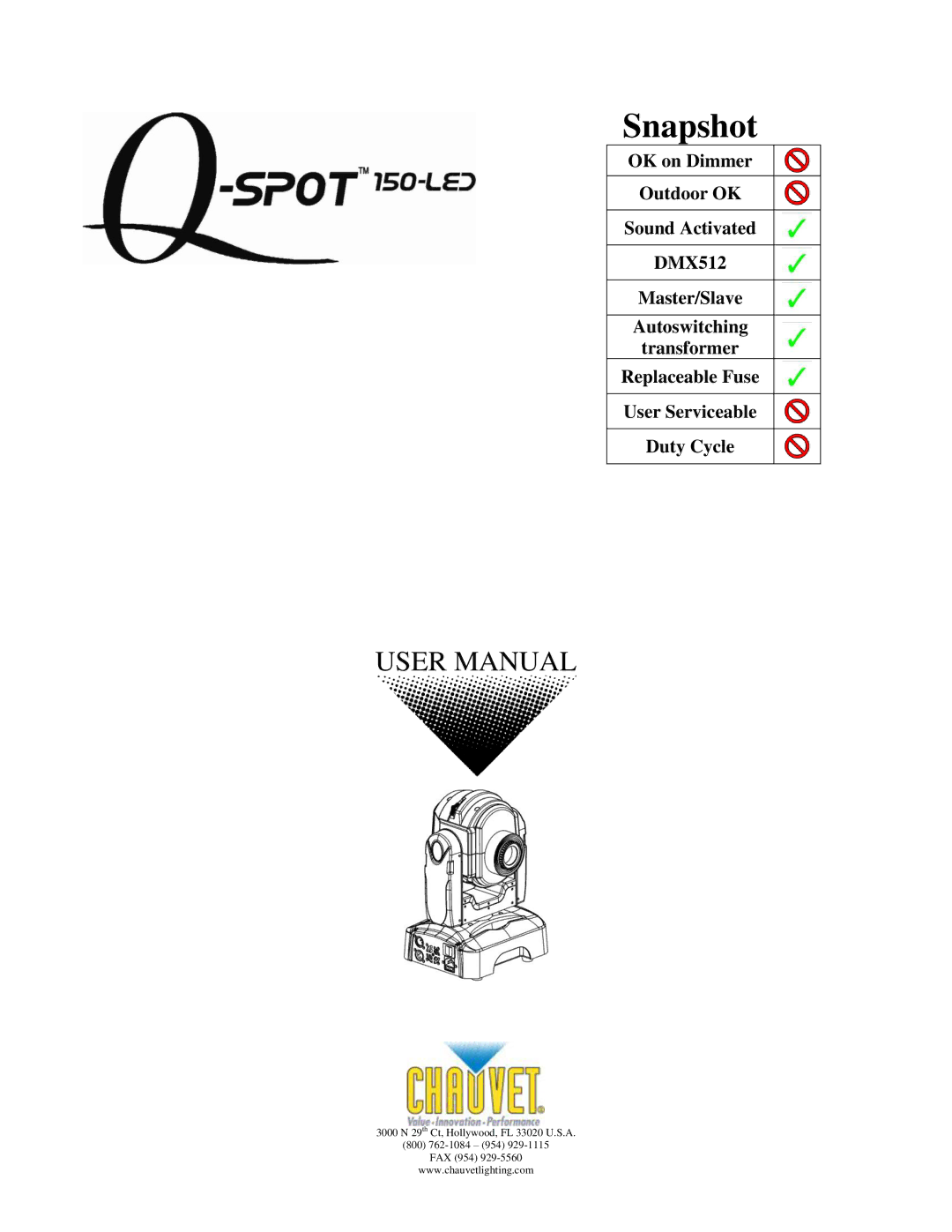 Chauvet QSPOT user manual Snapshot 