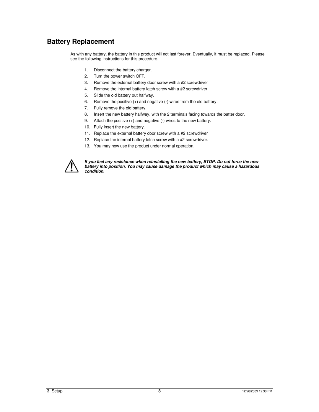 Chauvet Satellite TV System user service Battery Replacement 