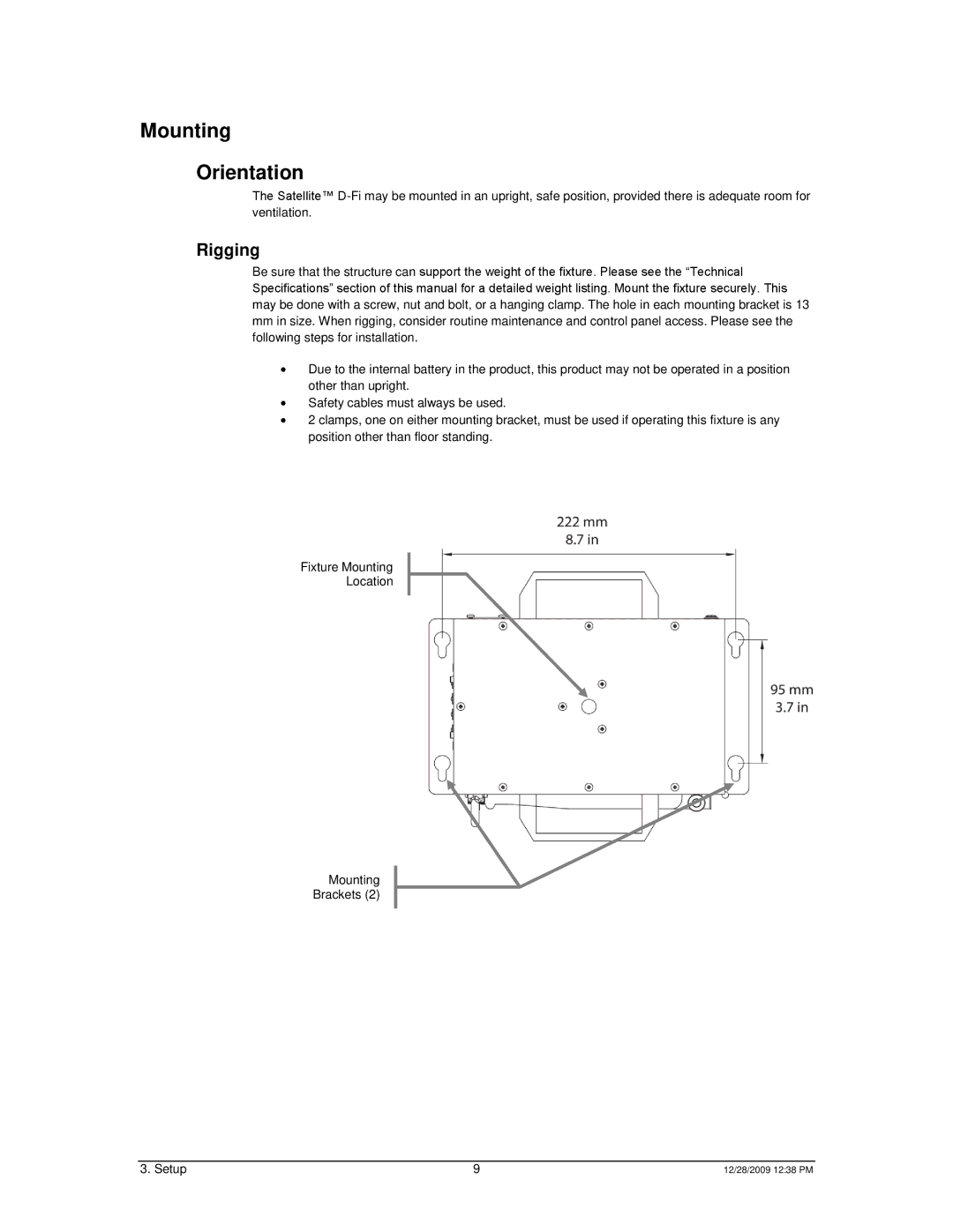 Chauvet Satellite TV System user service Mounting Orientation, Rigging 