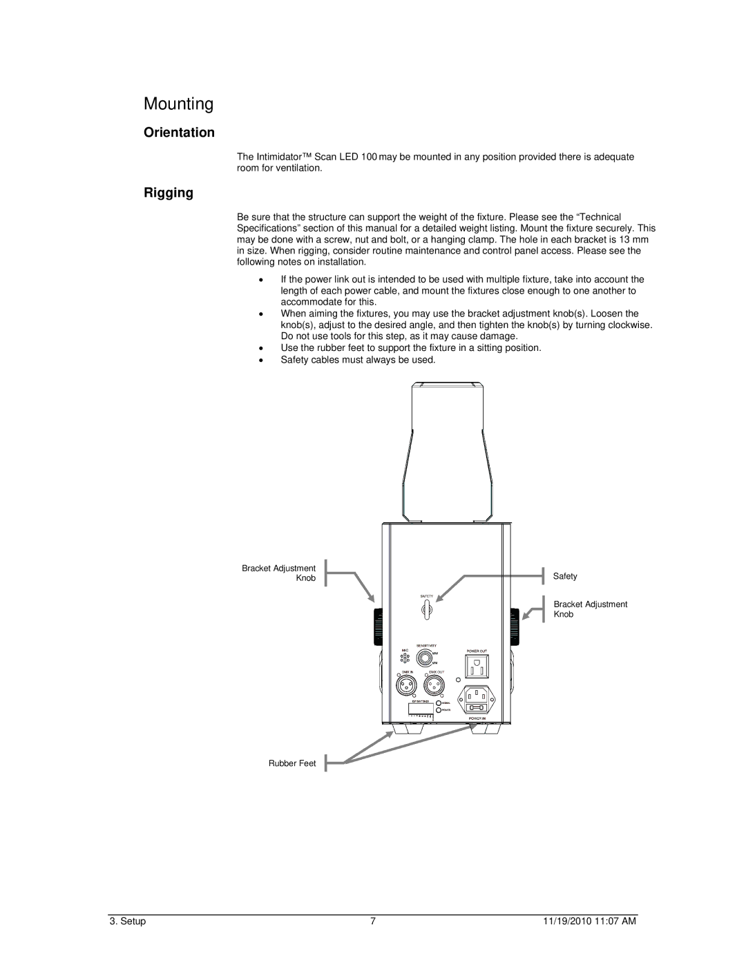 Chauvet SCAN LED 100 user manual Mounting 