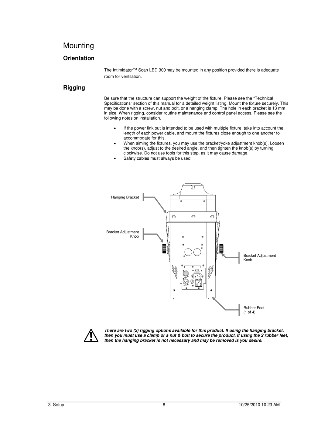 Chauvet SCAN LED 300 user manual Mounting 