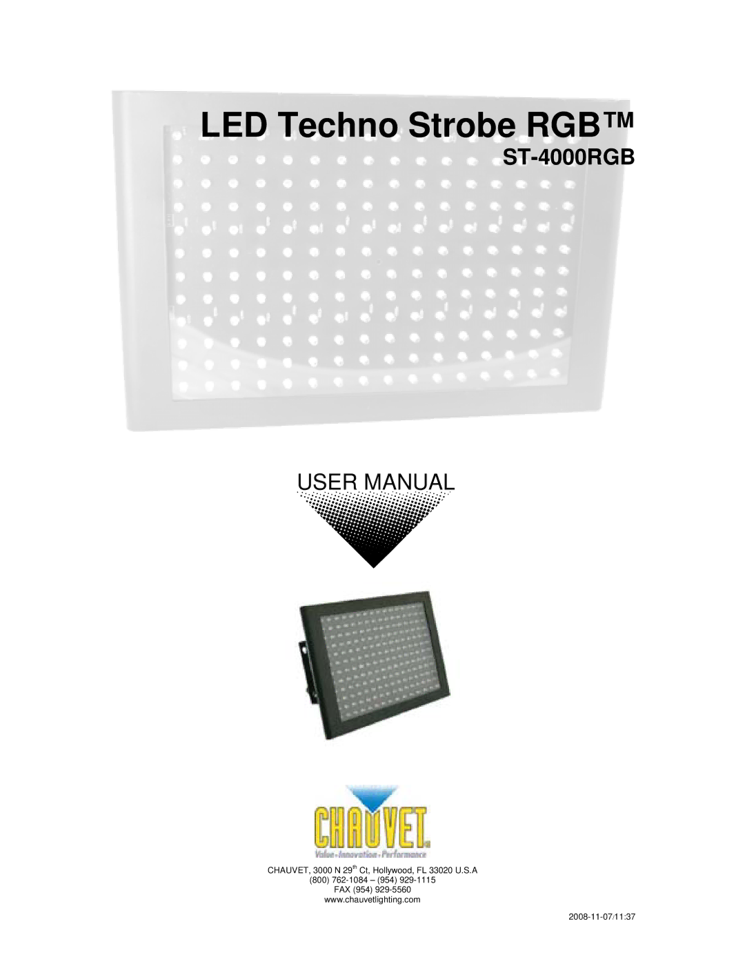 Chauvet ST-4000RGB user manual LED Techno Strobe RGB 