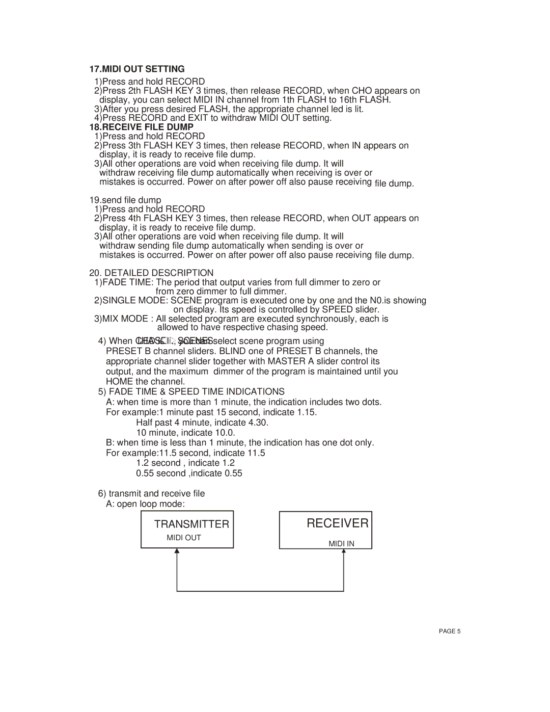 Chauvet TFX-24C manual Midi OUT Setting, Detailed Description 