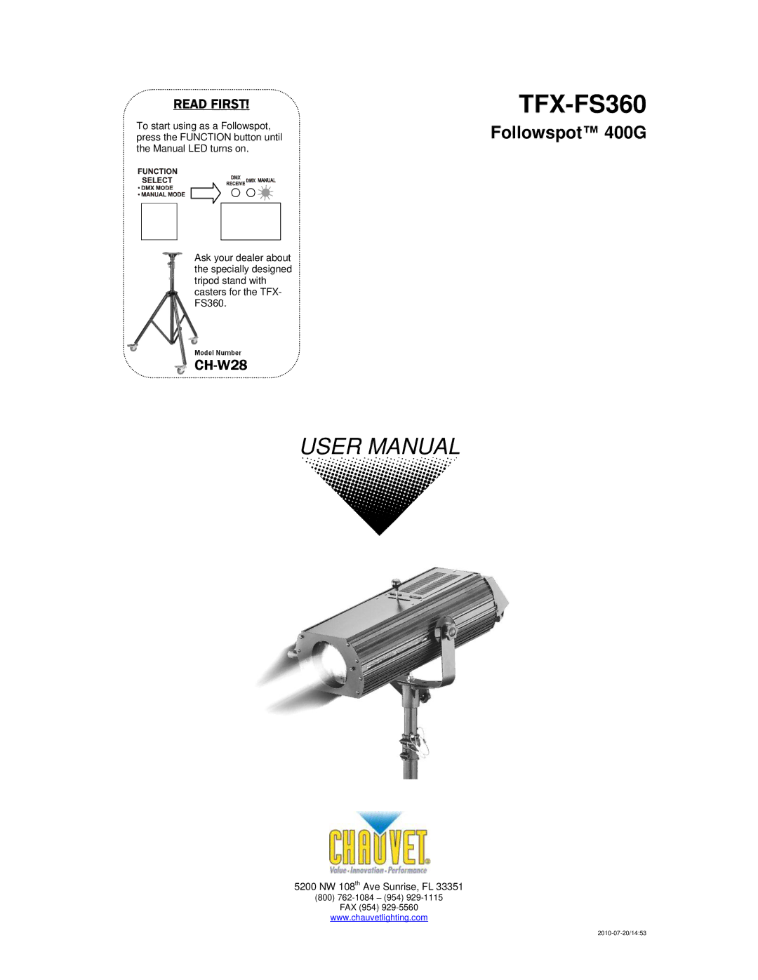 Chauvet TFX-FS360 user manual 