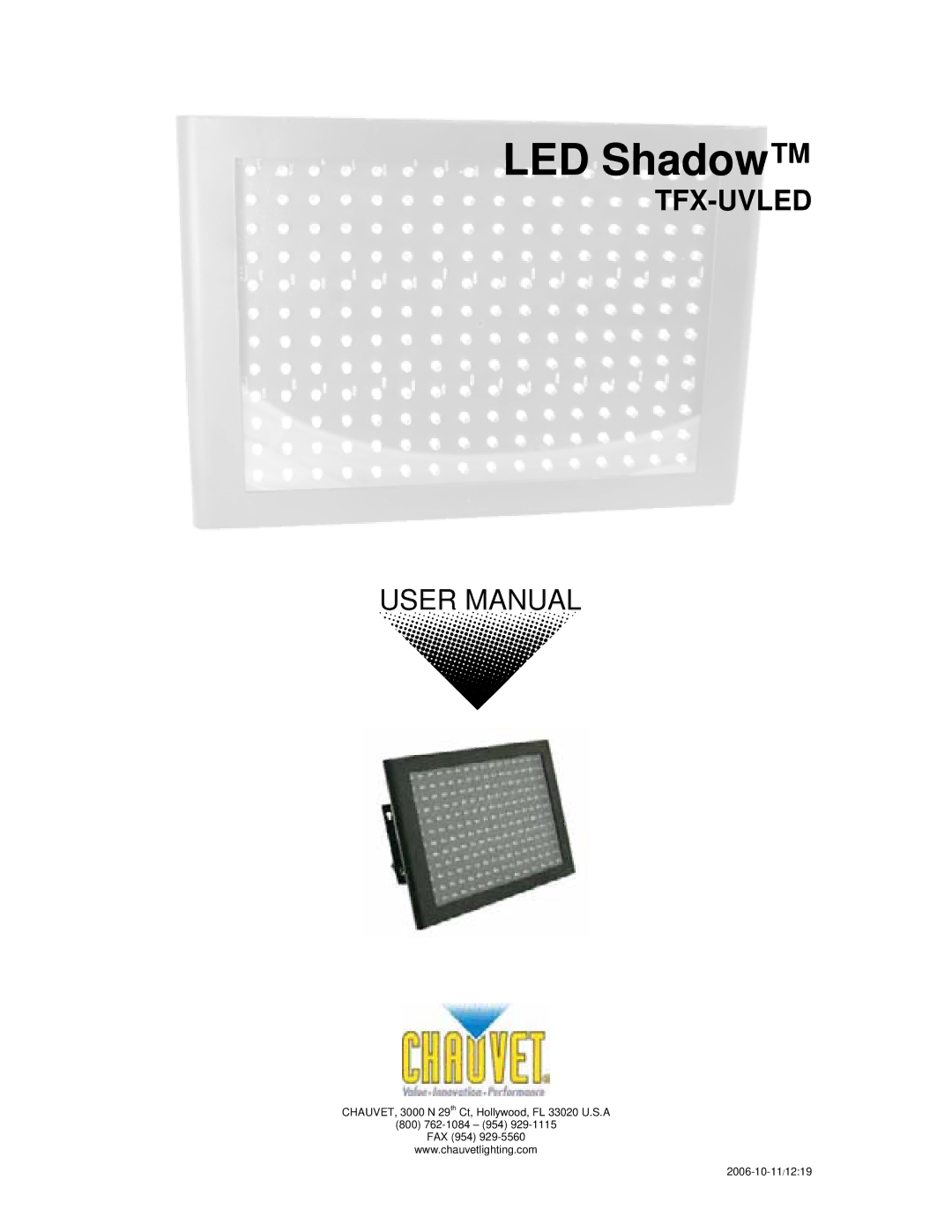 Chauvet TFX-UVLED user manual LED Shadow 