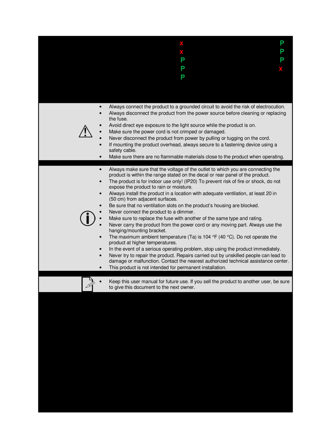 Chauvet TRI-18 user manual Product at a Glance, Safety Notes, P P P 