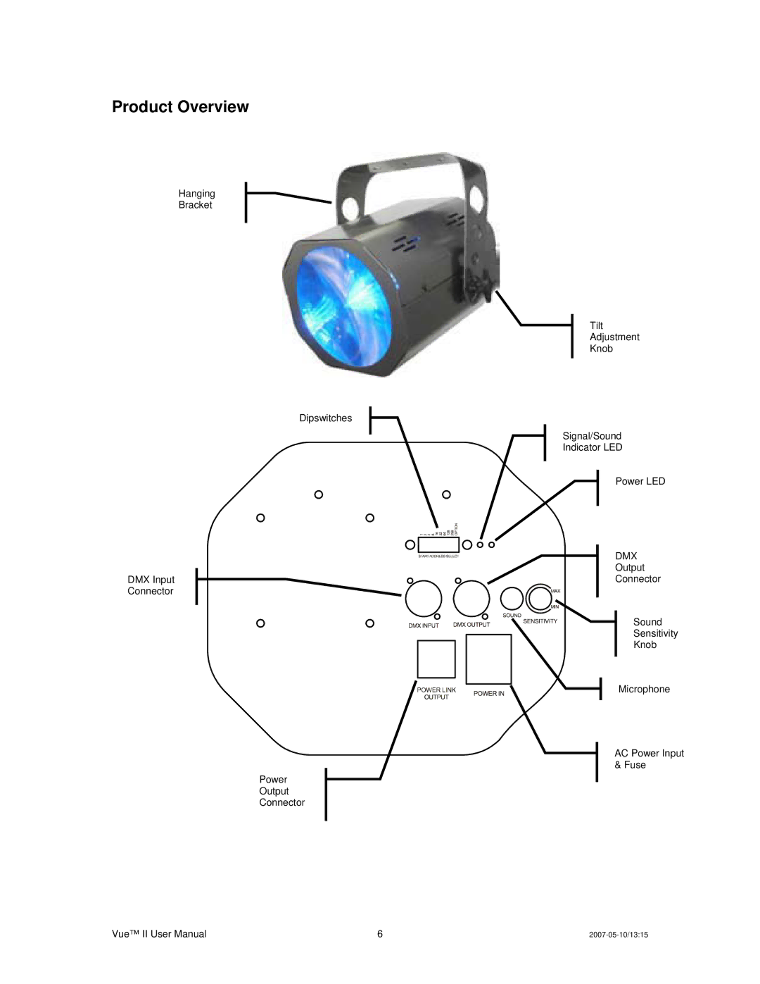 Chauvet Vue II user service Product Overview 