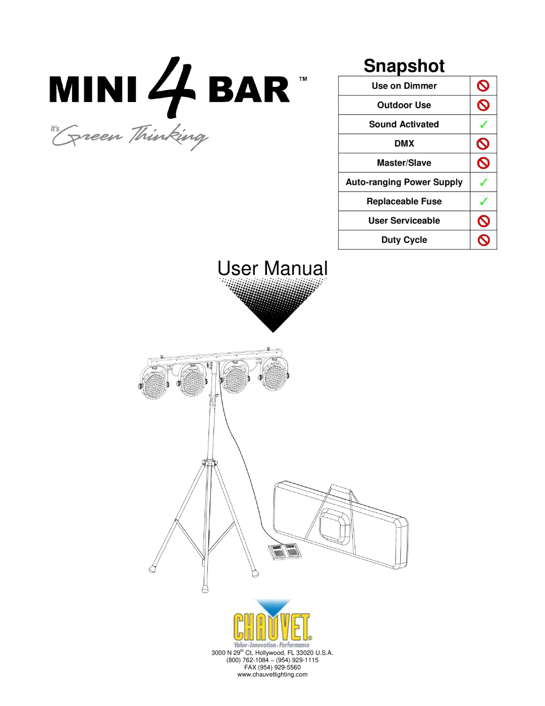 Chauvet Work Light user manual Snapshot 