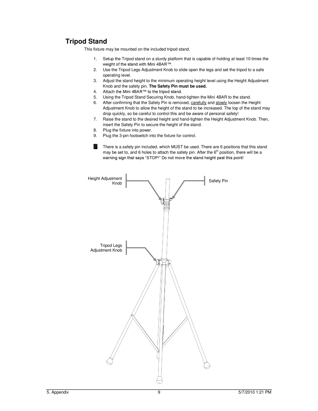 Chauvet Work Light user manual Tripod Stand 