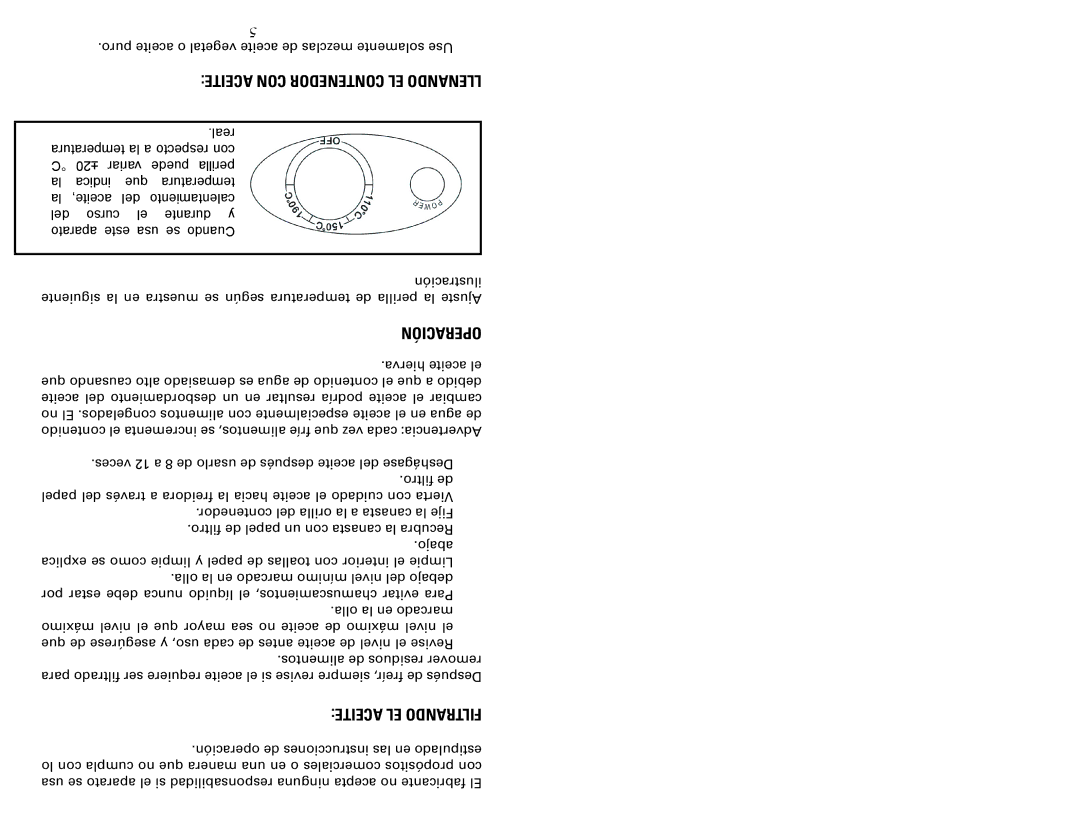 Chef Pepin CH48275 instruction manual Aceite CON Contenedor EL Llenando 