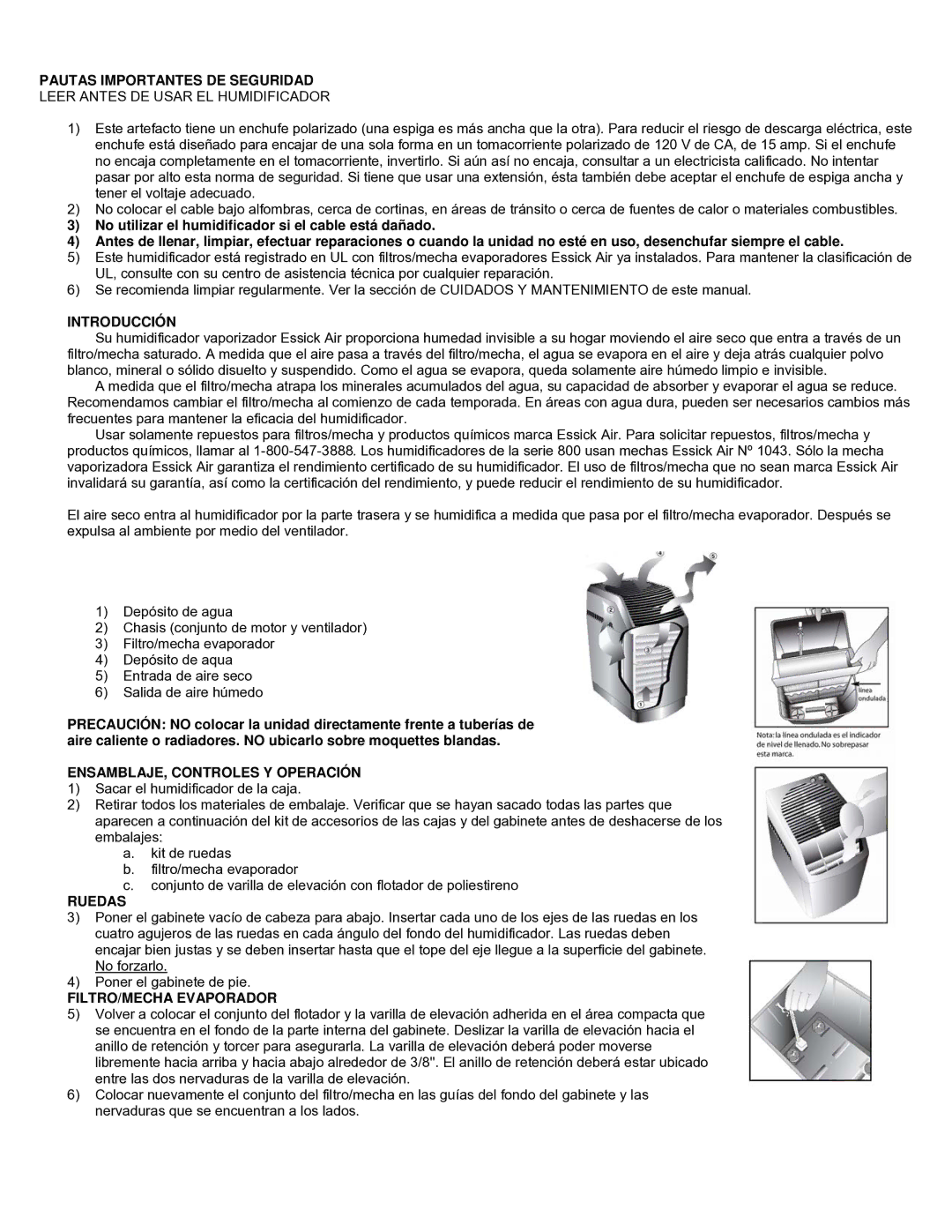 Chemex 821 001, 821 000, 826 800 Pautas Importantes DE Seguridad, Introducción, ENSAMBLAJE, Controles Y Operación, Ruedas 