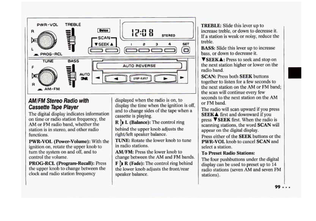 Chevrolet 1994 manual AM/FM Stereo Radio with Cassette Tape Player 