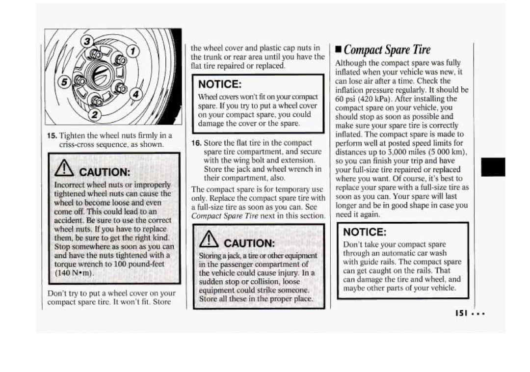 Chevrolet 1994 manual Compact Spare Tire, C E 