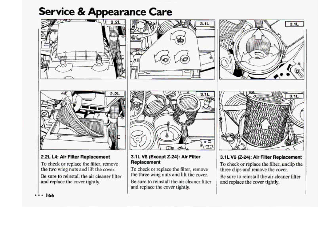 Chevrolet 1994 manual 2L L4 Air Filter Replacement 