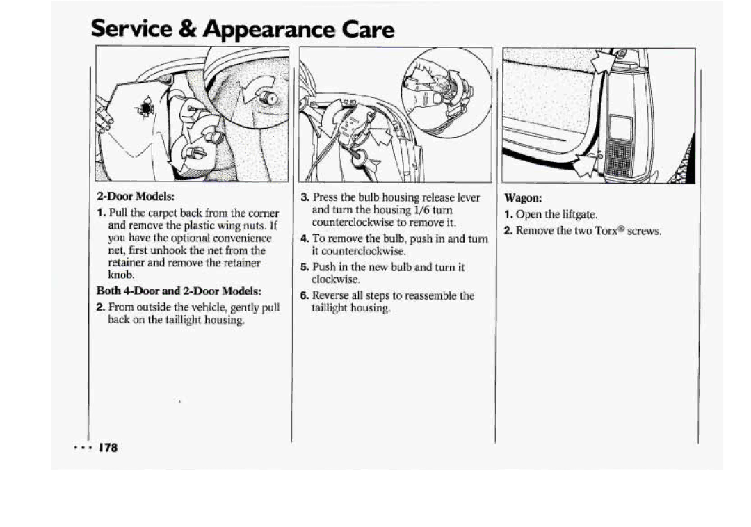 Chevrolet 1994 manual Wagon, Open the liftgate Remove the two Torxs screws 