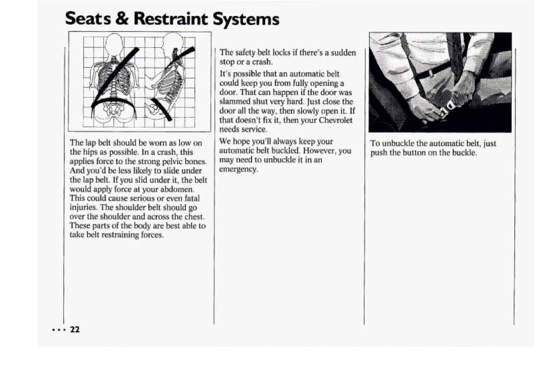 Chevrolet 1994 manual Seats & Restraint ISystems 