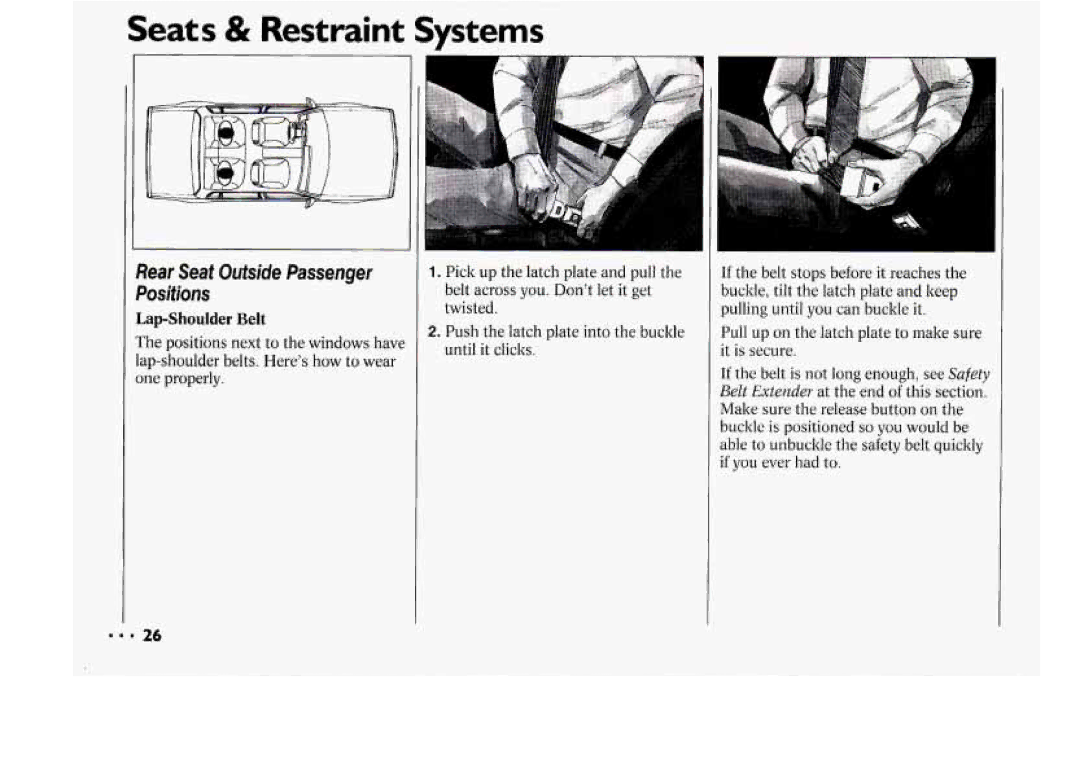 Chevrolet 1994 manual Pear Seat Outside Passenger Dositions, Lap-Shoulder Belt 