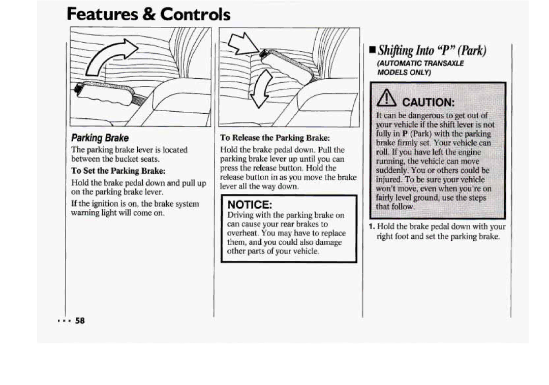 Chevrolet 1994 manual To Set the Parking Brake, To Release the Parking Brake 