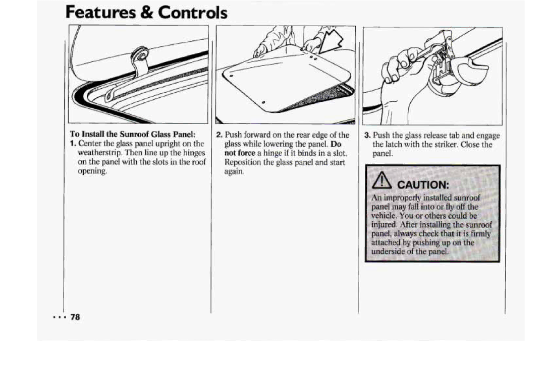 Chevrolet 1994 manual To Install the Sunroof Glass Panel 