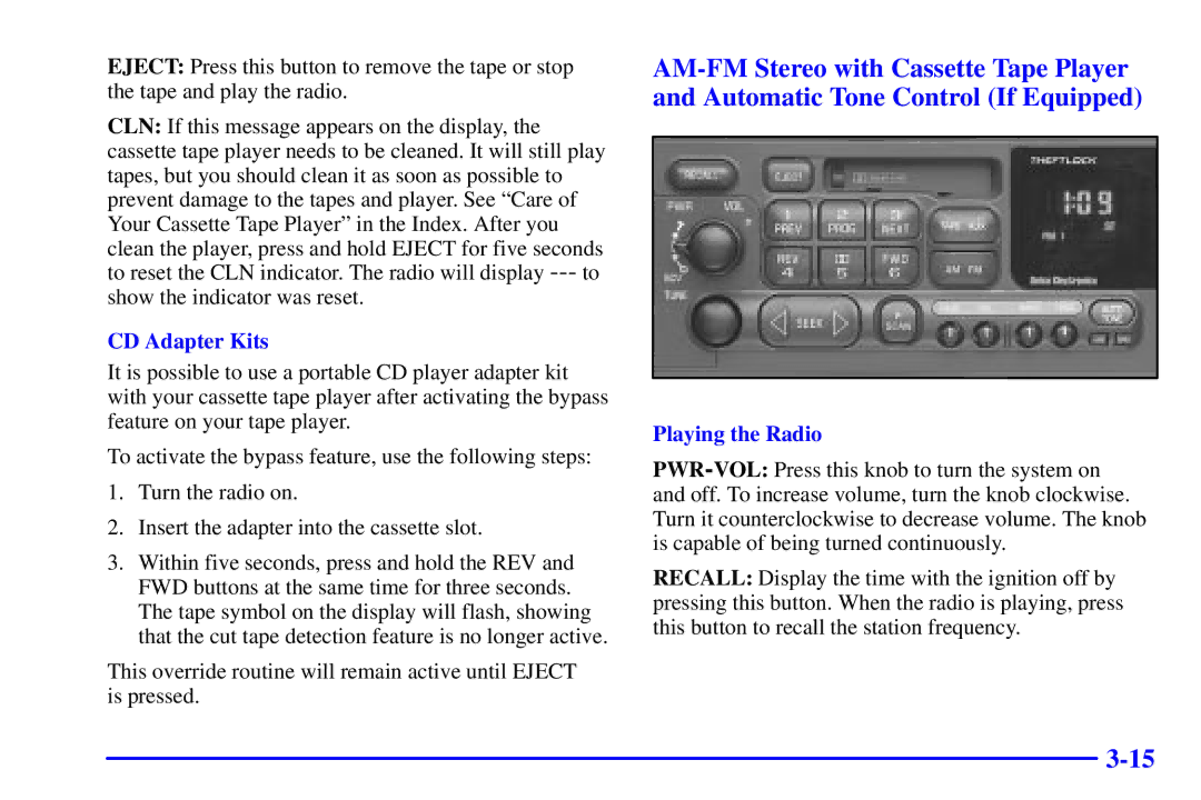 Chevrolet 2001 manual CD Adapter Kits 