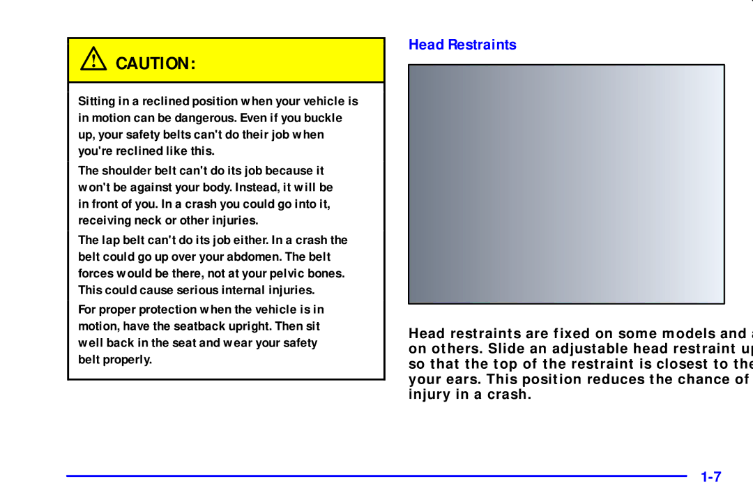 Chevrolet 2001 manual Head Restraints 