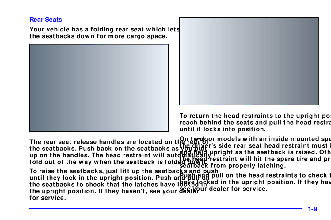 Chevrolet 2001 manual Rear Seats 