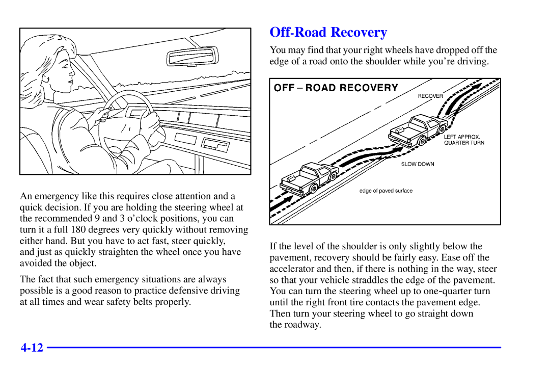 Chevrolet 2001 manual Off-Road Recovery 