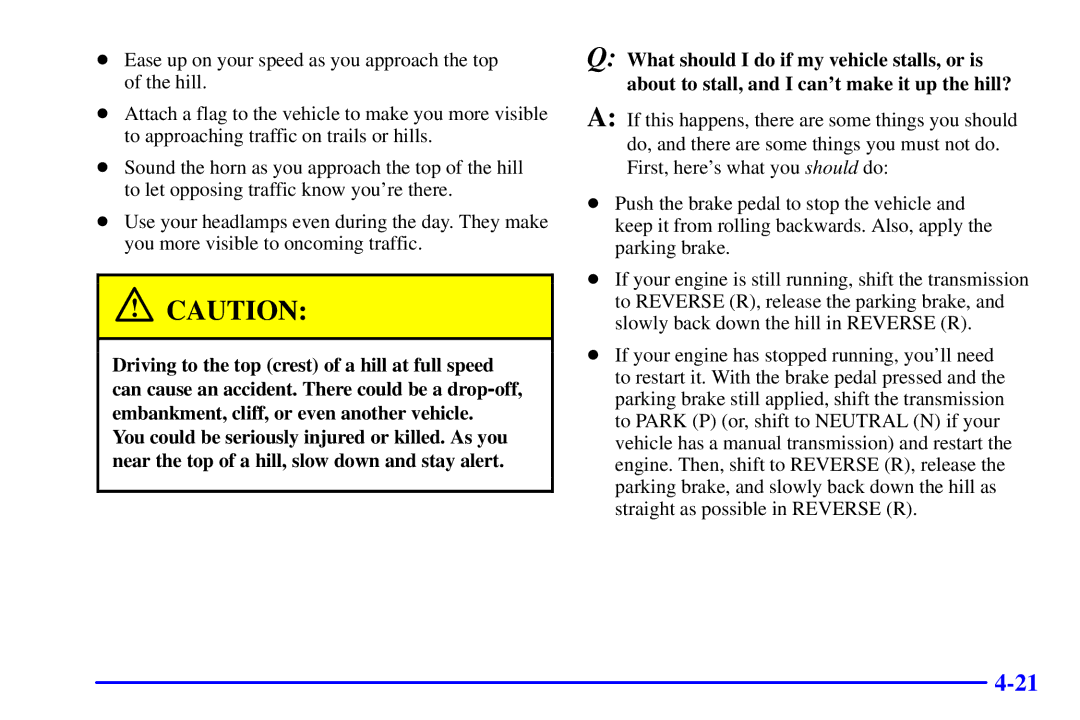 Chevrolet 2001 manual 