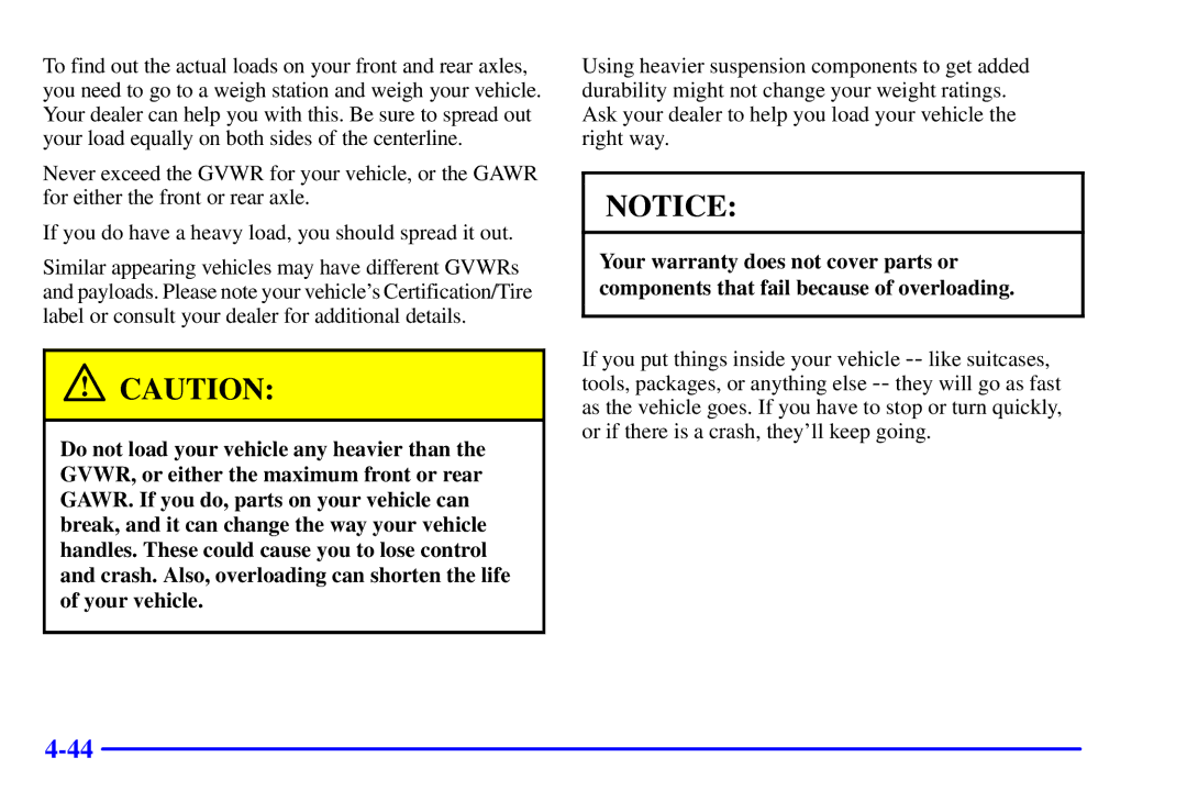 Chevrolet 2001 manual 