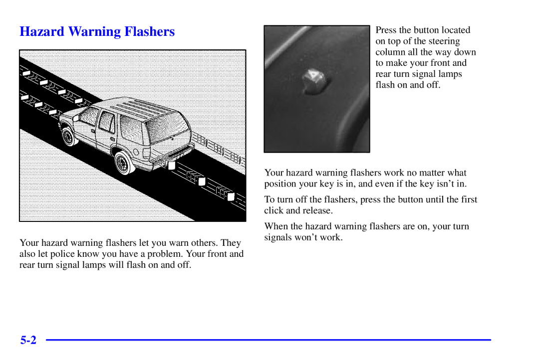 Chevrolet 2001 manual Hazard Warning Flashers 