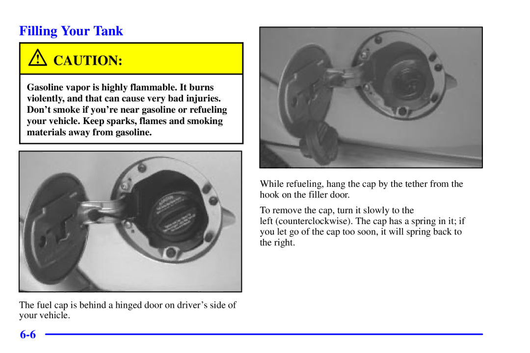 Chevrolet 2001 manual Filling Your Tank 