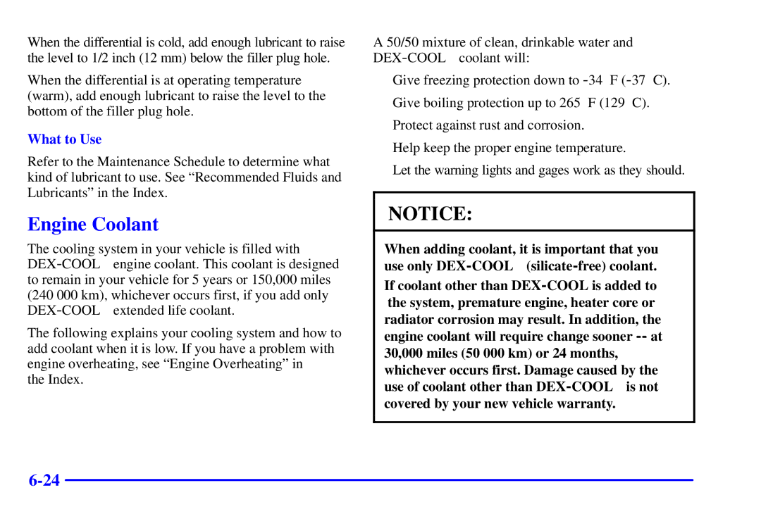 Chevrolet 2001 manual Engine Coolant 