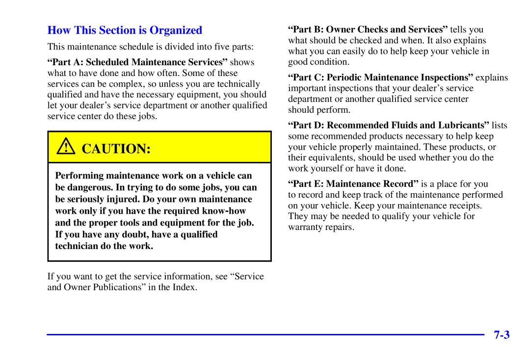 Chevrolet 2001 manual How This Section is Organized 