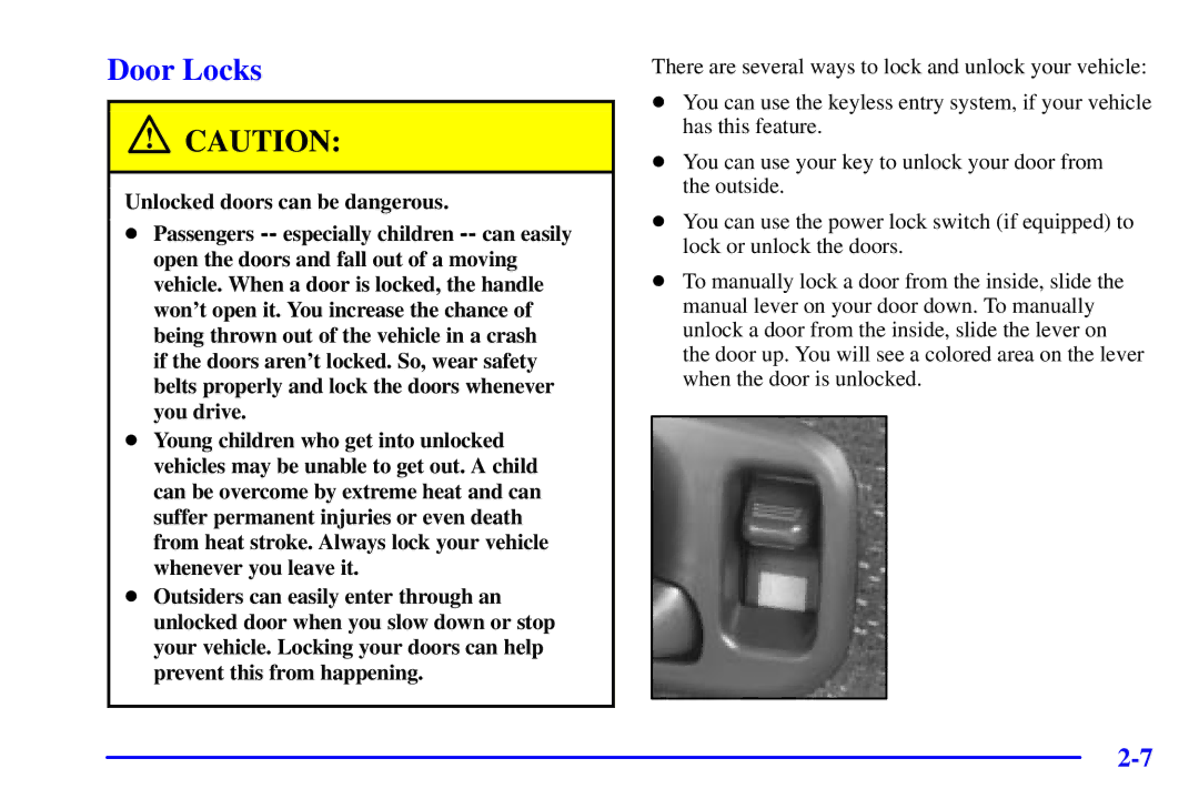 Chevrolet 2001 manual Door Locks 