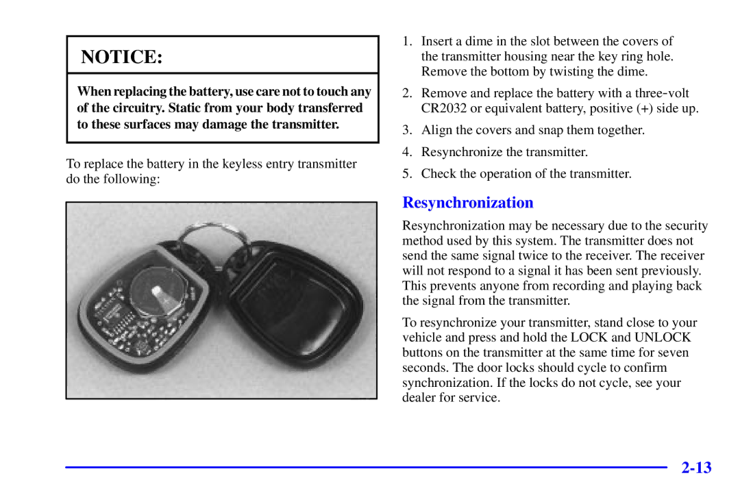 Chevrolet 2001 manual Resynchronization 