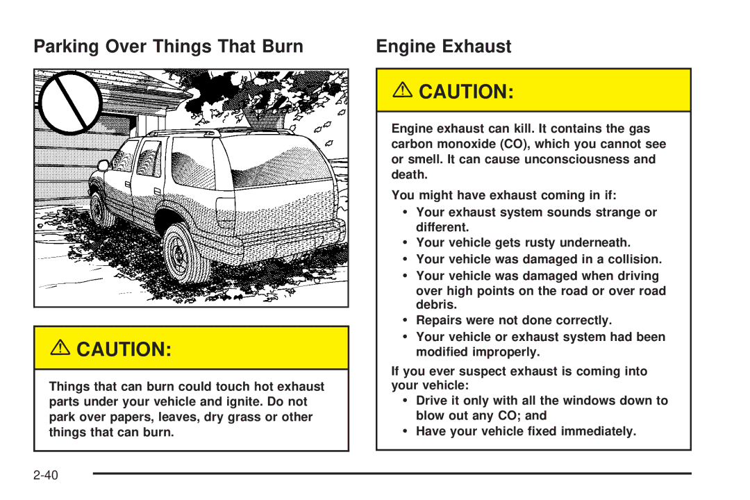 Chevrolet 2005 owner manual Parking Over Things That Burn, Engine Exhaust 