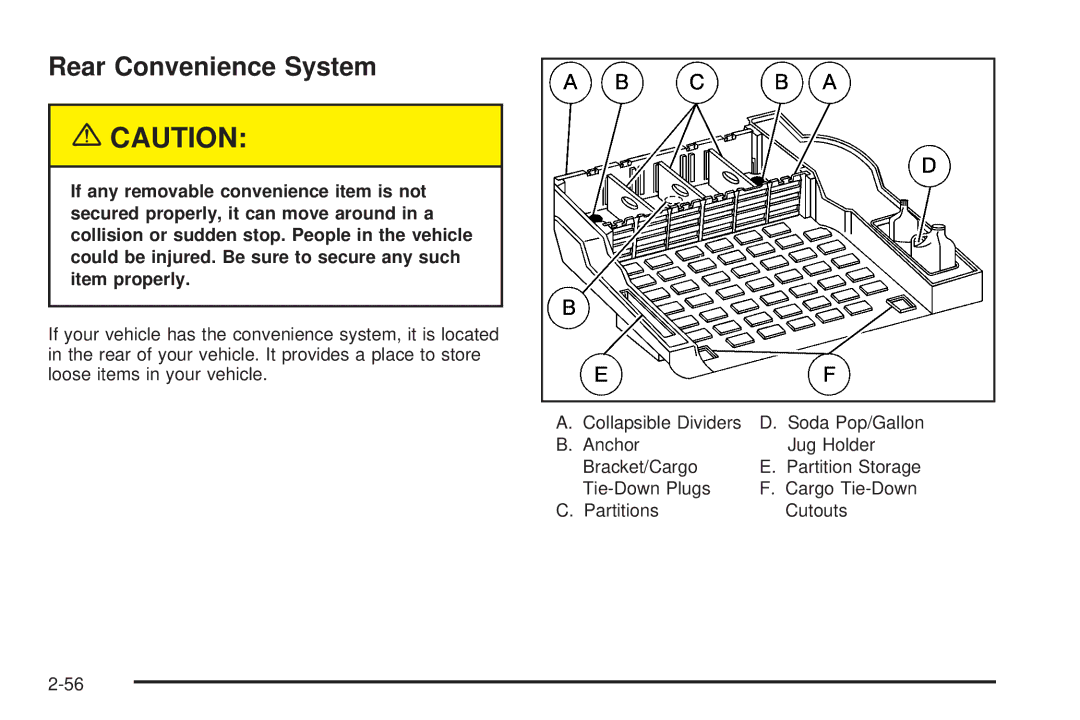 Chevrolet 2005 owner manual Rear Convenience System 