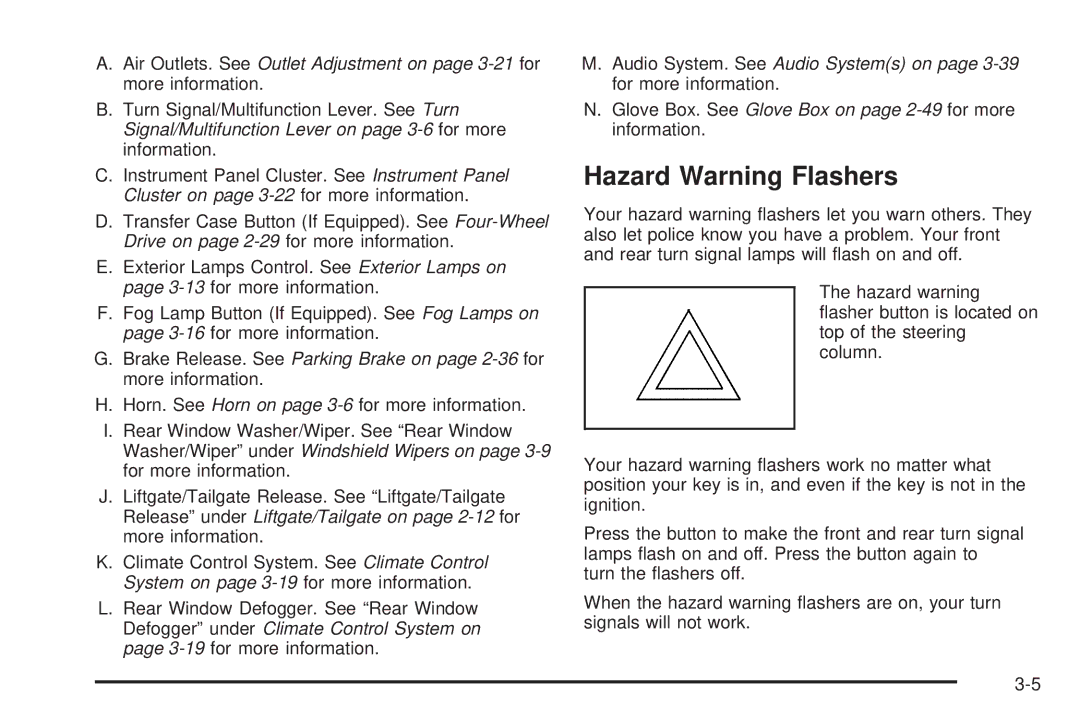 Chevrolet 2005 owner manual Hazard Warning Flashers 