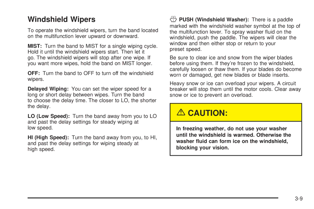 Chevrolet 2005 owner manual Windshield Wipers 