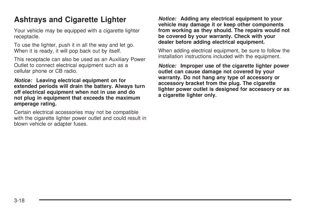 Chevrolet 2005 owner manual Ashtrays and Cigarette Lighter 