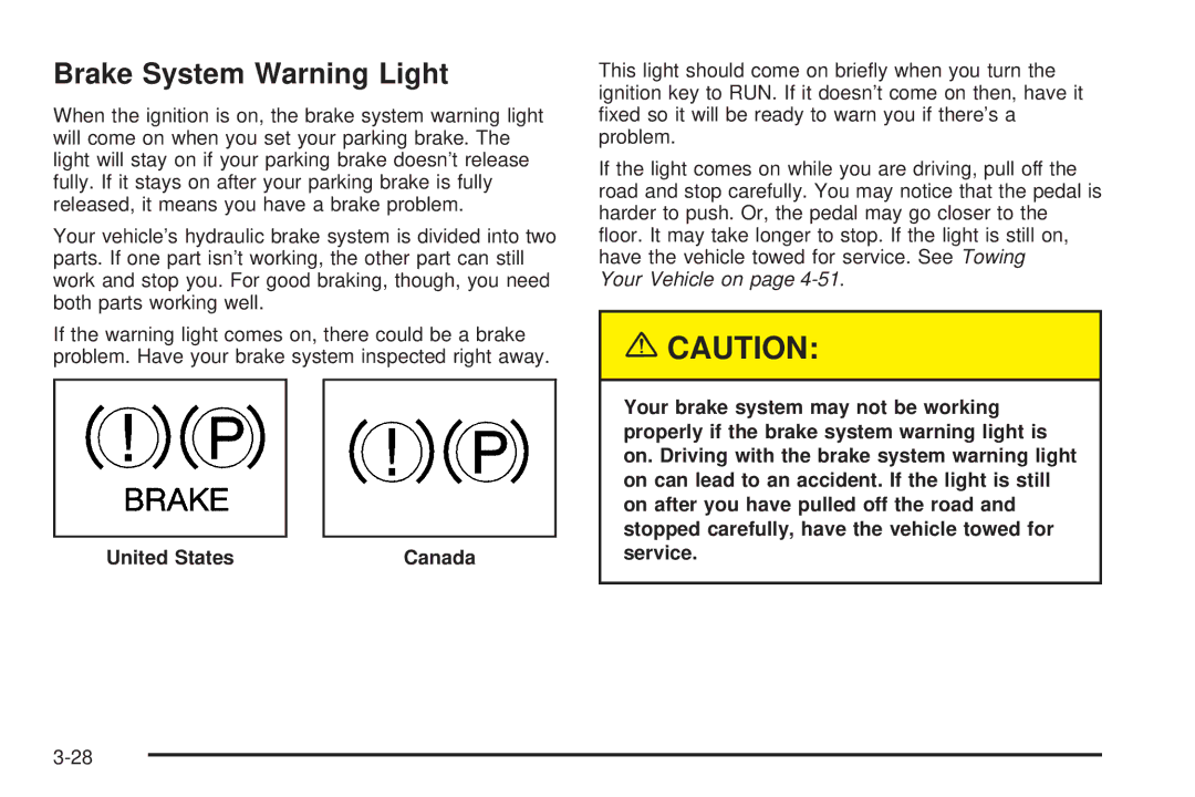 Chevrolet 2005 owner manual Brake System Warning Light 