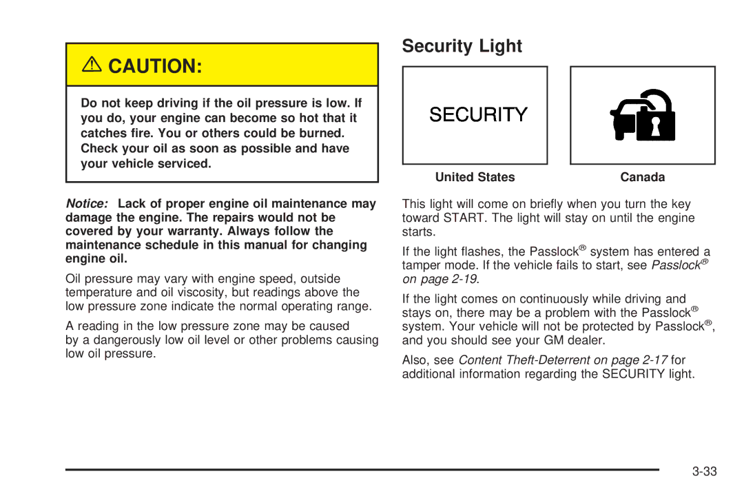 Chevrolet 2005 owner manual Security Light 