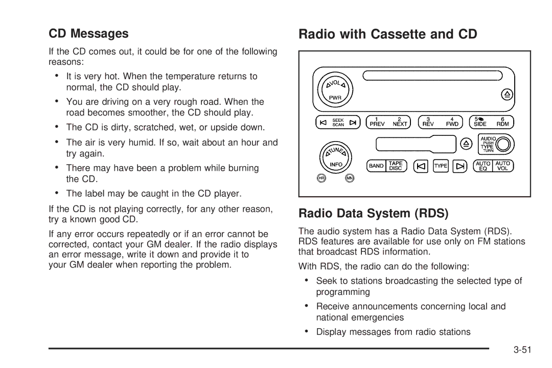 Chevrolet 2005 owner manual Radio with Cassette and CD, CD Messages 