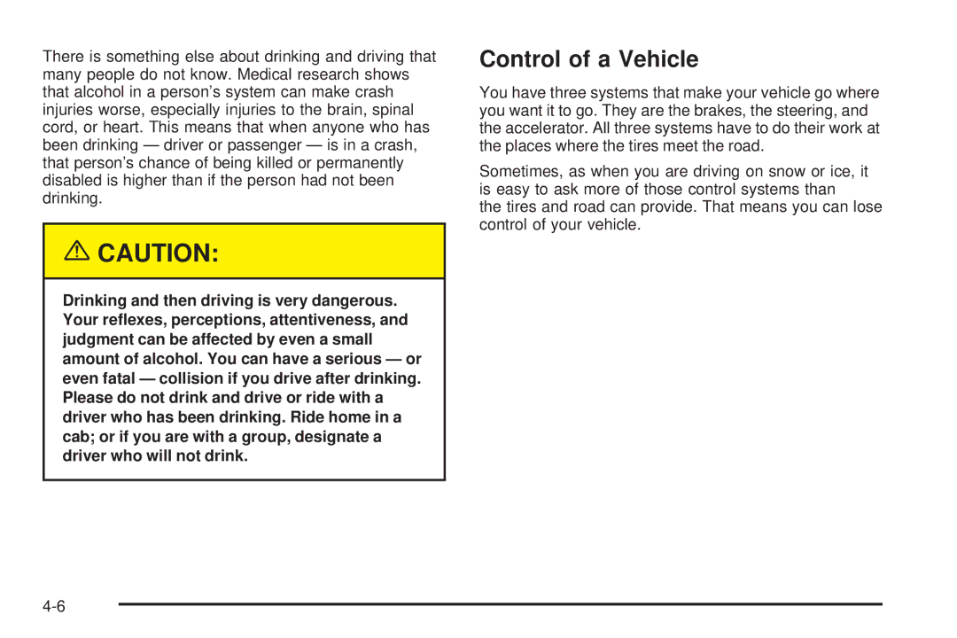 Chevrolet 2005 owner manual Control of a Vehicle 