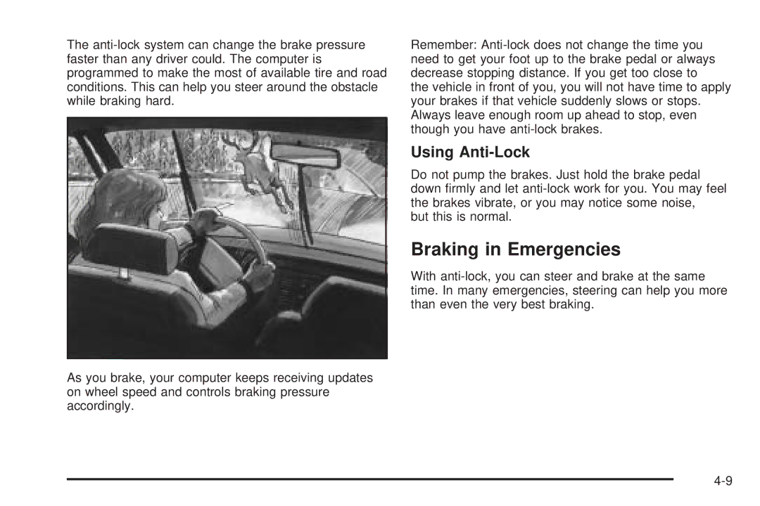 Chevrolet 2005 owner manual Braking in Emergencies, Using Anti-Lock 