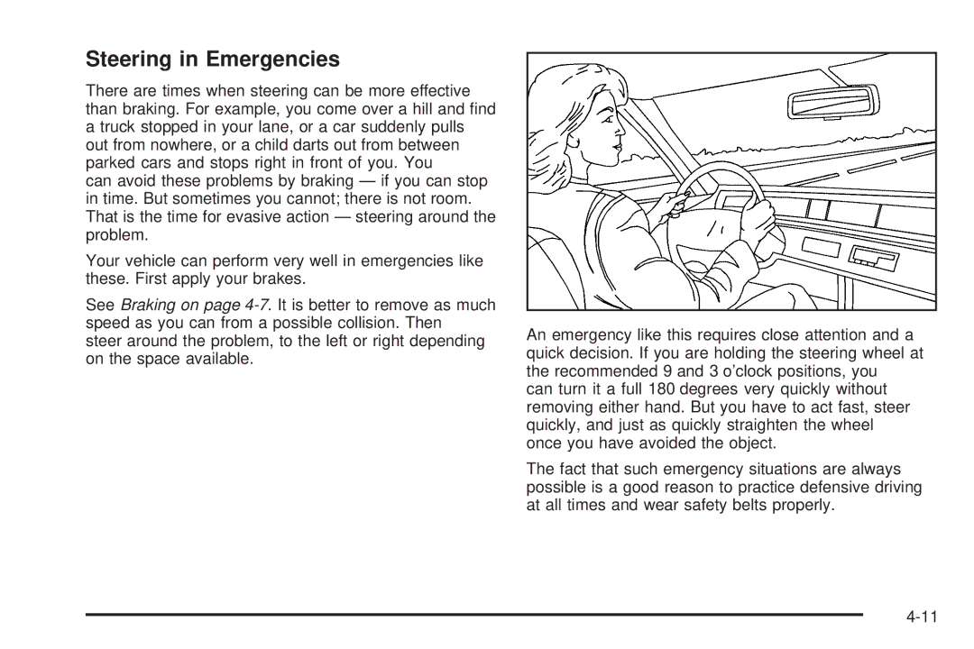 Chevrolet 2005 owner manual Steering in Emergencies 