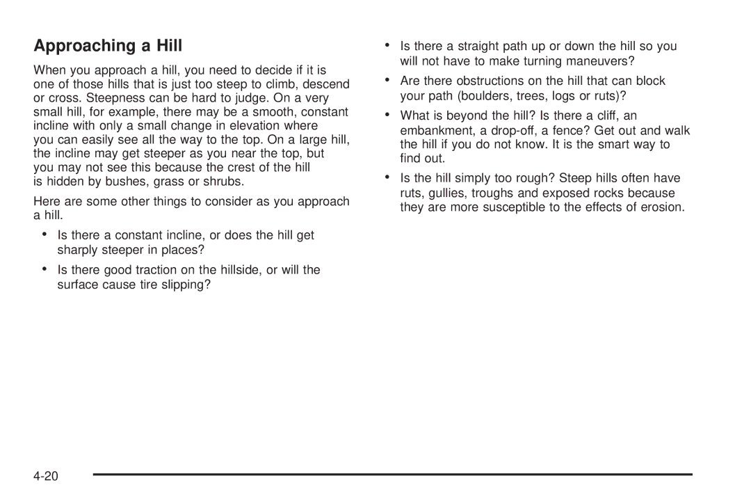 Chevrolet 2005 owner manual Approaching a Hill 